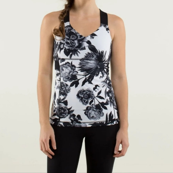 Lululemon Push Ur Limits Tank In Brisk Bloom Black White / Black. Women's Size 6 - Picture 12 of 15